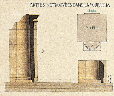 Fig. 2. The bay from the facade excavated by Baltard in 1837 (after Baltard 1837, drawing 3; courtesy École Nationale Supèrieure des Beaux-Arts, Paris).