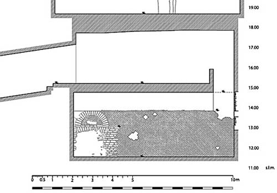 Fig. 5. Largo del Pallaro, 5–6, Room 2, south wall (drawing by D. Silenzi; courtesy University of London).