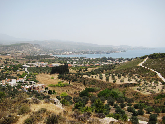 Fig. 6. Kalamaki Bay, the location of ancient Schoinos, viewed from the site of Rachi near Isthmia.