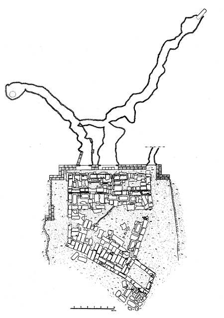 Fig. 22. Plan of the whole sacred area at San Biagio with the fountain, grottoes, and galleries behind it (De Miro 1994, fig. 26)