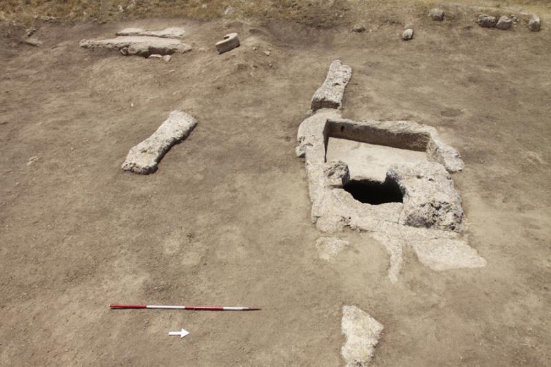 Fig. 24. General view of bedrock cuts in Area B at Jarash, with tank and cistern (courtesy Late Antique Jarash Project).