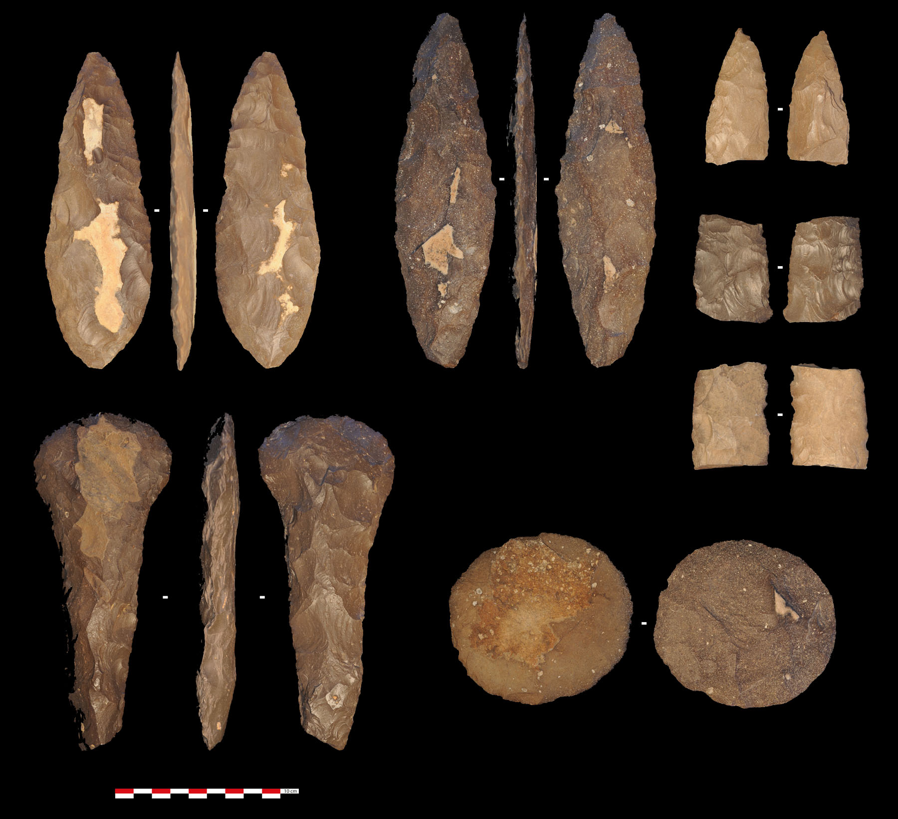 Fig. 19. Bifacial tools recovered from a flint workshop in the area of Jibal al-Khashabiyeh (courtesy Southeastern Badia Archaeological Project).