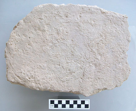 Fig. 11. Fallen floor plaster fragment from Room 39, trench VEc (E. Egan).