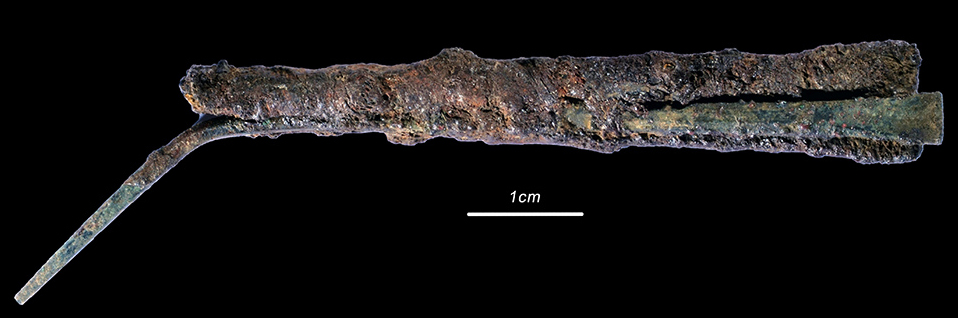 Fig. 2. Bronze stylus in its iron case, from Tel Kedesh (P. Lanyi; courtesy Sharon Herbert and Andrea Berlin, Tel Kedesh Excavations).