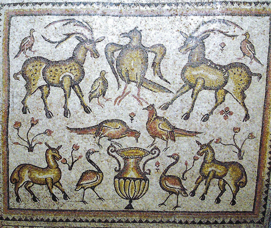 Fig. 1. Animal mosaic, church at Maarrat Bitar (Abdallah 2018, 116, fig. 1; courtesy Presses de l’Ifpo)