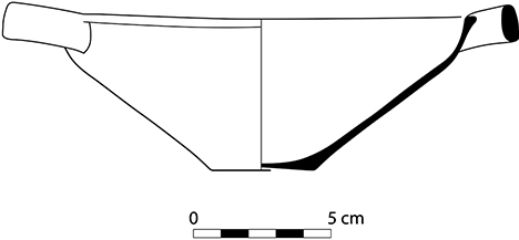 Fig. 8. Shallow angular bowl (P1878) from Tomb 12 in trench SWA1a west of the Blue Stone Structure (drawing by T. Ross).