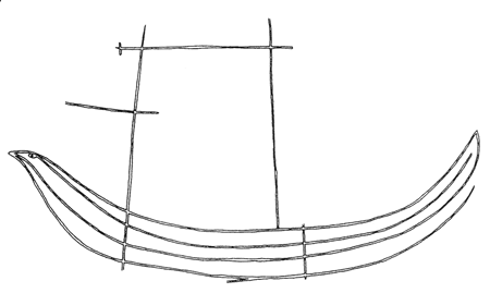 Fig. 5. The graffito in the room, ht. 25.0 cm (drawing by A. Koyunlu and S. Çokay-Kepçe).