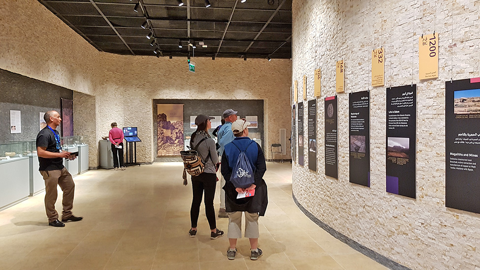 Fig. 2. “Foundations of Petra” gallery with visitors and museum staff member.