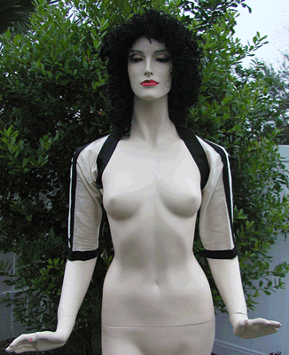 Fig. 24a. Experimental replication by the author of the frontless blouse, front view, of the Hagia Triada bucket carrier displayed in figure 11 of accompanying published article.