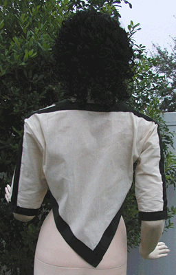 Fig. 24c. Experimental replication by the author of the frontless blouse, back view, of the Hagia Triada bucket carrier displayed in figure 11 of accompanying published article.