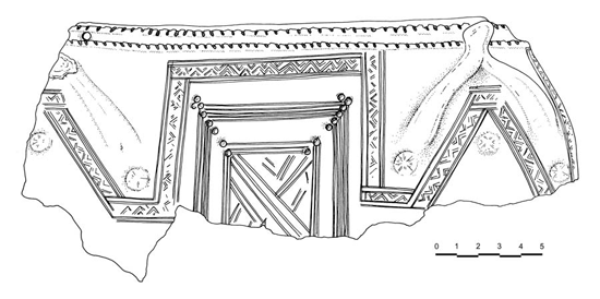Fig. 12. The decoration of the impasto lebes, side A (Pian di Civita) (Tarquinia Project).