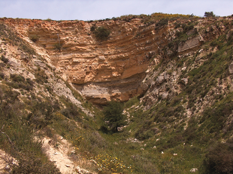 Fig. 3. Crater created by the explosion detonated by the Nazis inside the Ampelouzos cave (Xanthopoulos 2008, 33; courtesy A. Xanthopoulos).